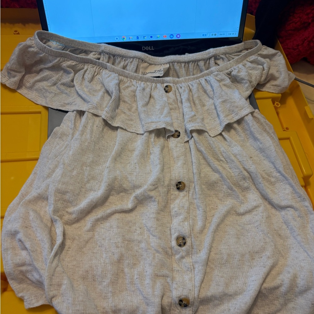 Off-Shoulder Button-Down Top